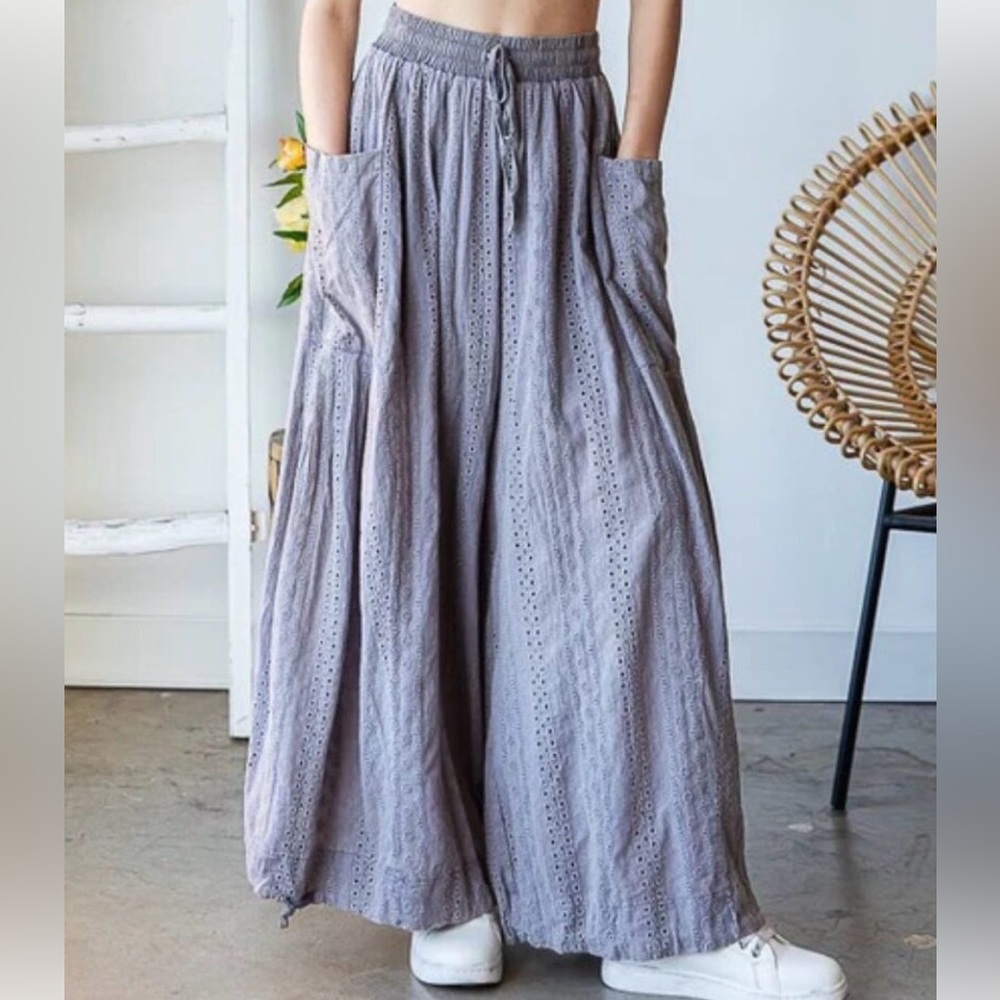 Oli & Hali Mineral Washed Lavender Eyelet Pants Size XL